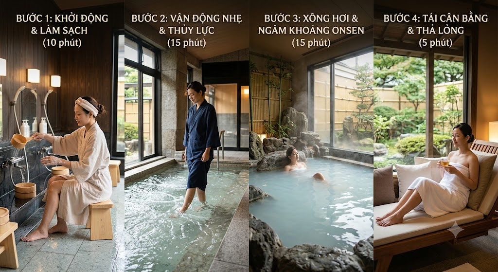 ONSEN & HỆ THỐNG THỦY LIỆU MONREI SAIGON 7 Các bước chuẩn Onsen