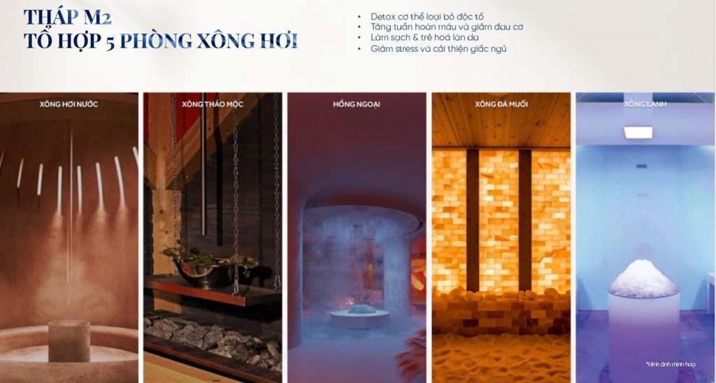 ONSEN & HỆ THỐNG THỦY LIỆU MONREI SAIGON 5 Tổ hợp 5 phòng xông hơi tại Monrei Saigon